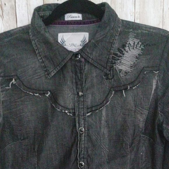 Roar charcoal Button Up Shirt Sz.L - Picture 4 of 8